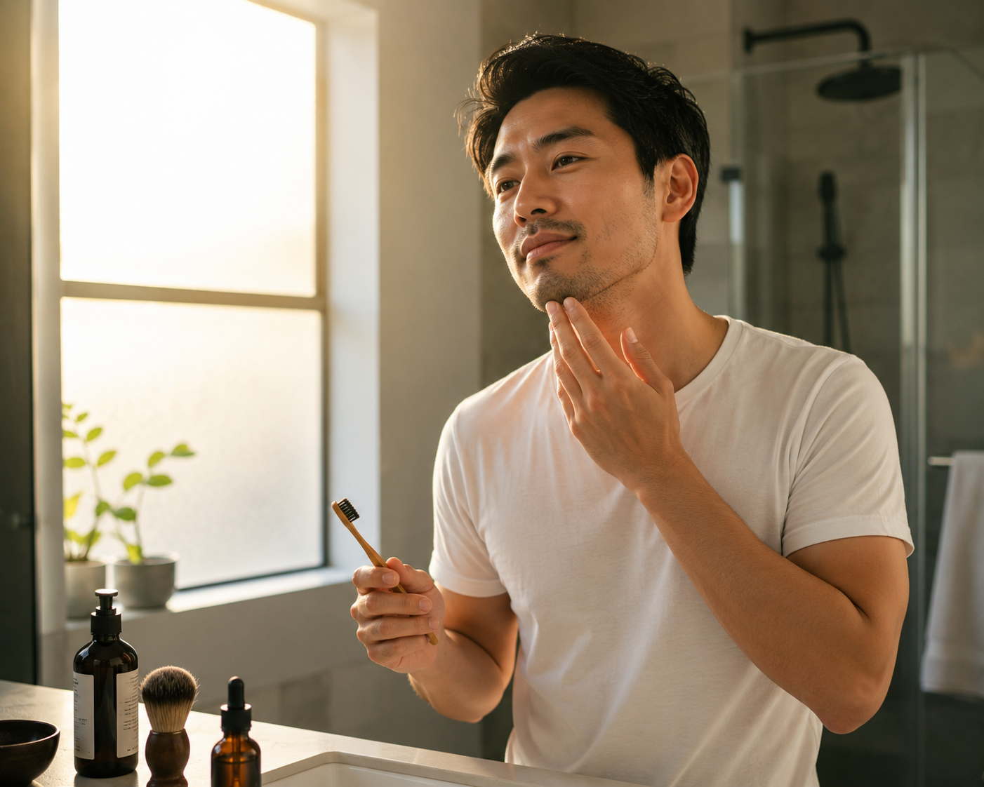 La routine matinale complète : de la douche aux dents